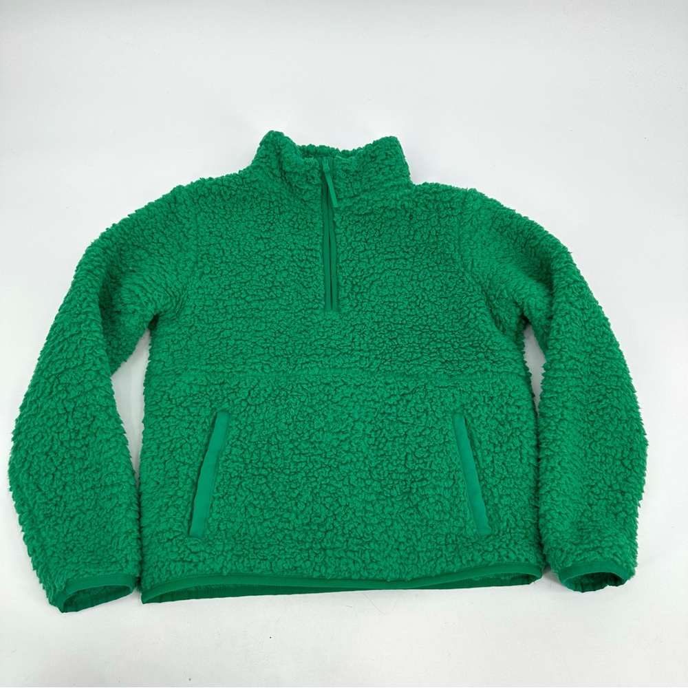 Wondershop Kids Pullover 1/4 Zip Top Med 8 Faux Sherpa Plush Sleepwear Green